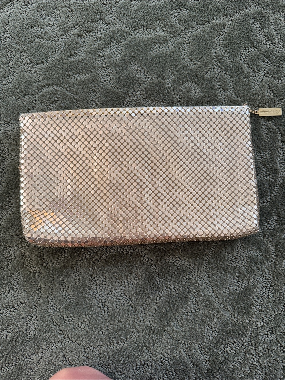 Whiting & Davis Rose Gold Mesh Zip Pouch